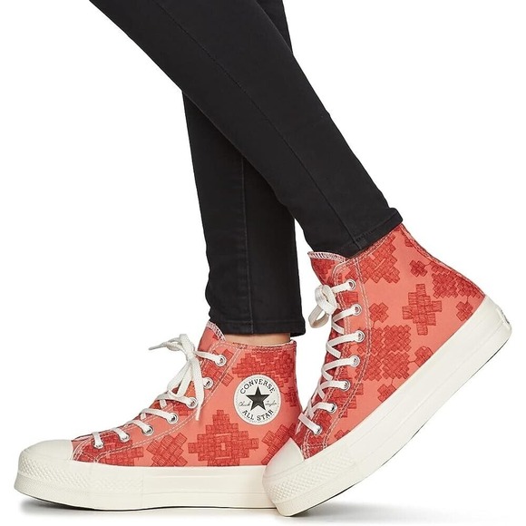 Converse Shoes - Converse Women Sz  10.5 CTAS Lift Hi Embroidery A02233C Bright Mantra‎ Orange
